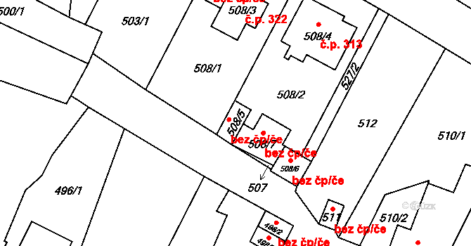 Šanov 47469277 na parcele st. 508/5 v KÚ Šanov nad Jevišovkou, Katastrální mapa