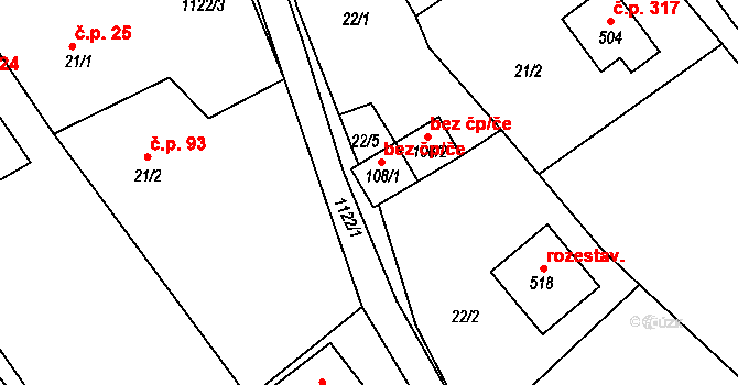 Chvalčov 47608277 na parcele st. 108/1 v KÚ Chvalčov, Katastrální mapa