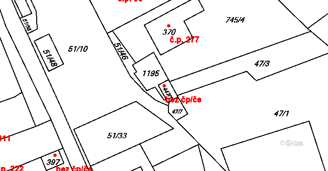 Lipovec 50 na parcele st. 447/1 v KÚ Lipovec u Blanska, Katastrální mapa