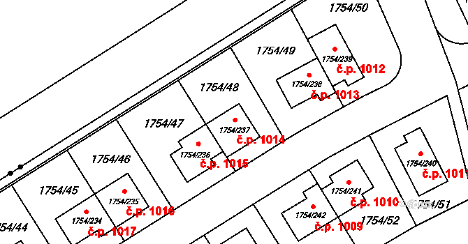 Slivenec 1014, Praha na parcele st. 1754/237 v KÚ Slivenec, Katastrální mapa