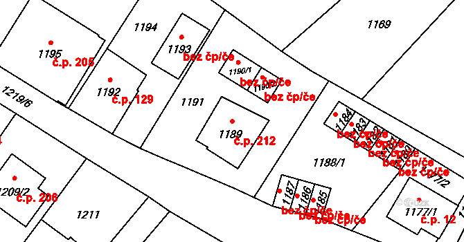 Bukovice 212, Jeseník na parcele st. 1189 v KÚ Bukovice u Jeseníka, Katastrální mapa