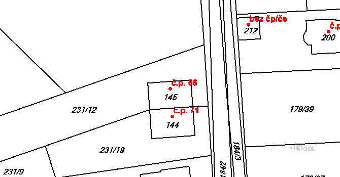 Počaply 56, Sezemice na parcele st. 145 v KÚ Počaply nad Loučnou, Katastrální mapa