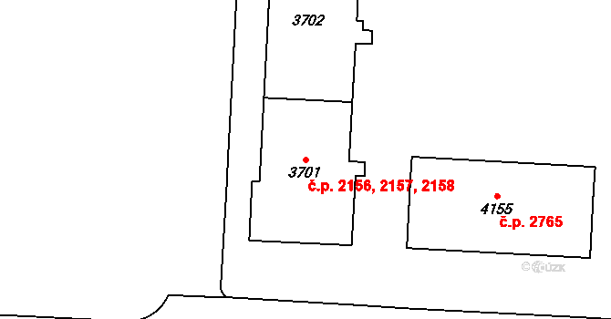 Zelené Předměstí 2156,2157,2158, Pardubice na parcele st. 3703 v KÚ Pardubice, Katastrální mapa