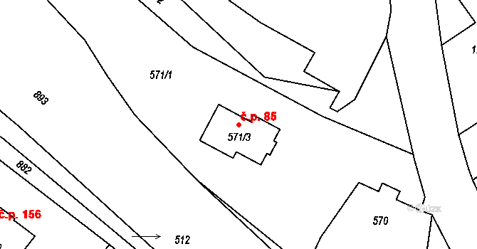 Stachovice 85, Fulnek na parcele st. 571/3 v KÚ Stachovice, Katastrální mapa
