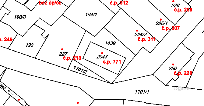 Kdyně 771 na parcele st. 2047 v KÚ Kdyně, Katastrální mapa