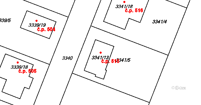 Šanov 515 na parcele st. 3341/13 v KÚ Šanov nad Jevišovkou, Katastrální mapa