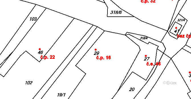 Souboř 16, Ledeč nad Sázavou na parcele st. 29 v KÚ Souboř, Katastrální mapa