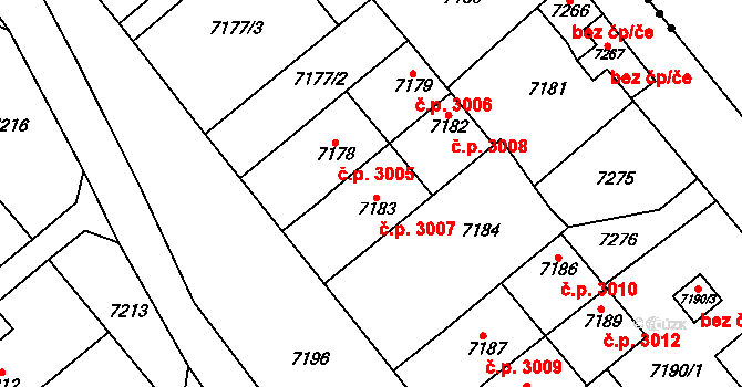 Přerov VIII-Henčlov 3007, Přerov na parcele st. 7183 v KÚ Přerov, Katastrální mapa
