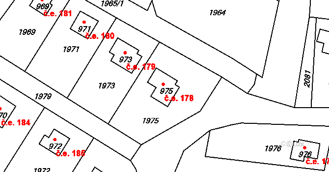 Zbraslavice 178 na parcele st. 975 v KÚ Zbraslavice, Katastrální mapa