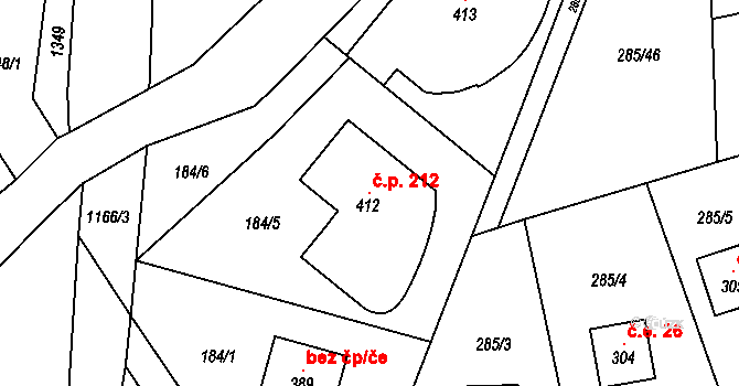 Čistá v Krkonoších 212, Černý Důl na parcele st. 412 v KÚ Čistá v Krkonoších, Katastrální mapa