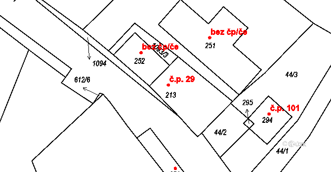 Kochánky 29 na parcele st. 213 v KÚ Kochánky, Katastrální mapa