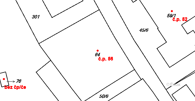 Český Heršlák 56, Horní Dvořiště na parcele st. 64 v KÚ Český Heršlák, Katastrální mapa