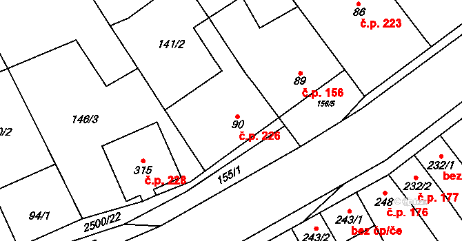 Chvalkovice na Hané 226, Ivanovice na Hané na parcele st. 90 v KÚ Chvalkovice na Hané, Katastrální mapa