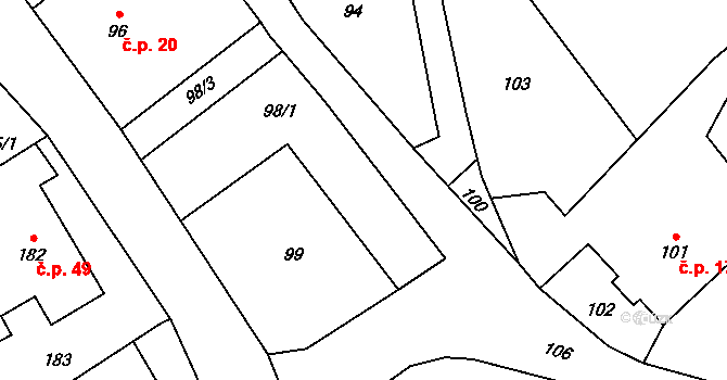 Edrovice 6, Rýmařov na parcele st. 98/1 v KÚ Edrovice, Katastrální mapa