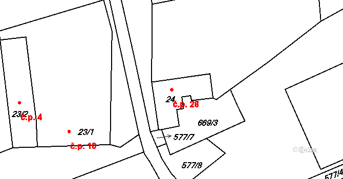 Lovětín 28, Jarošov nad Nežárkou na parcele st. 24 v KÚ Lovětín, Katastrální mapa
