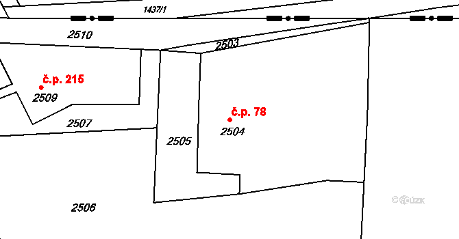 Třanovice 78 na parcele st. 2504 v KÚ Třanovice, Katastrální mapa