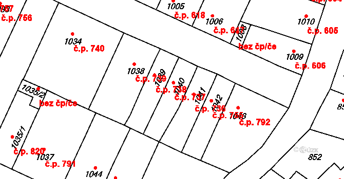 Tachov 737 na parcele st. 1040 v KÚ Tachov, Katastrální mapa