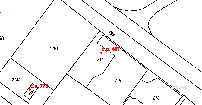 Lutyně 417, Orlová na parcele st. 214 v KÚ Horní Lutyně, Katastrální mapa
