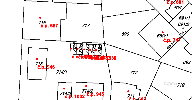 Klíše 5638, Ústí nad Labem na parcele st. 713/5 v KÚ Klíše, Katastrální mapa