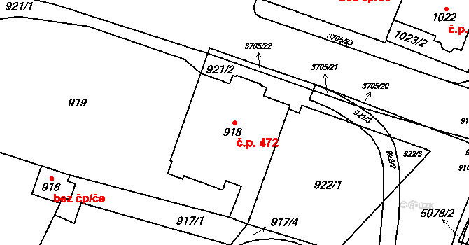 Žamberk 472 na parcele st. 918 v KÚ Žamberk, Katastrální mapa