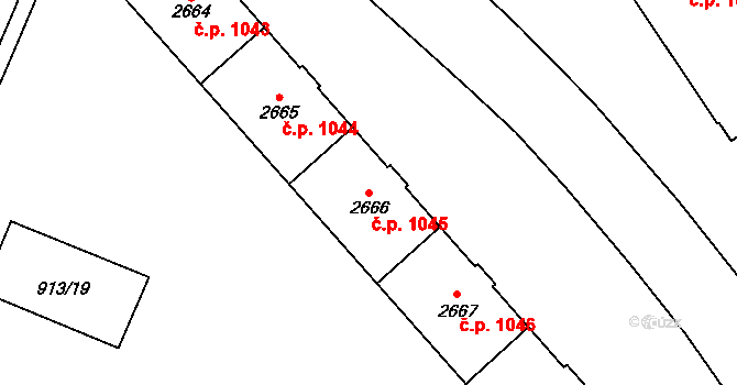 Nový Bohumín 1045, Bohumín na parcele st. 2666 v KÚ Nový Bohumín, Katastrální mapa