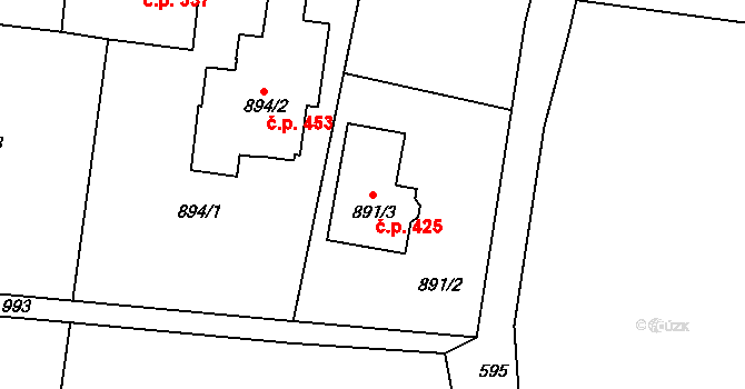Děčín XXXII-Boletice nad Labem 425, Děčín na parcele st. 891/3 v KÚ Boletice nad Labem, Katastrální mapa