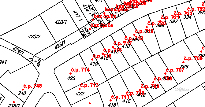 Slatina 716, Brno na parcele st. 416 v KÚ Slatina, Katastrální mapa