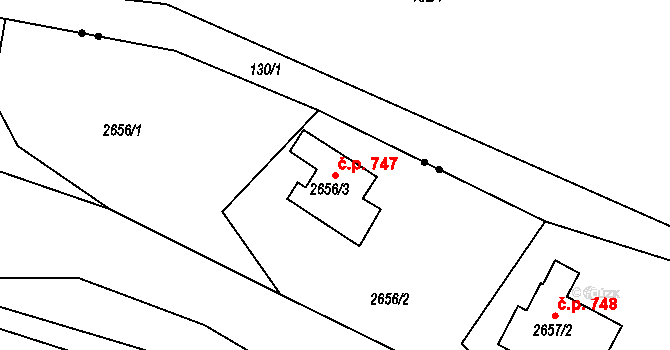 Železný Brod 747 na parcele st. 2656/3 v KÚ Železný Brod, Katastrální mapa