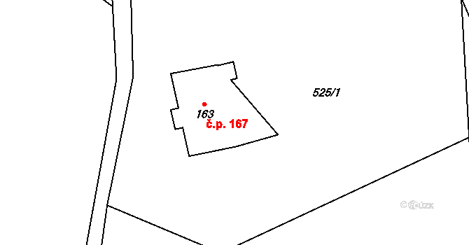 Cínovec 167, Dubí na parcele st. 163 v KÚ Cínovec, Katastrální mapa