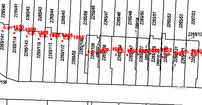 Turnov 1956 na parcele st. 2265/106 v KÚ Turnov, Katastrální mapa