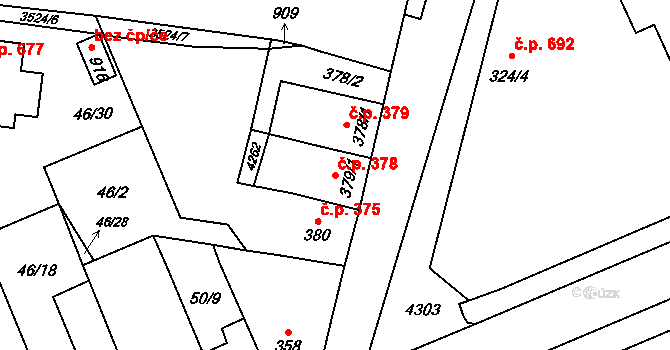 Lomnice nad Lužnicí 378 na parcele st. 379/1 v KÚ Lomnice nad Lužnicí, Katastrální mapa