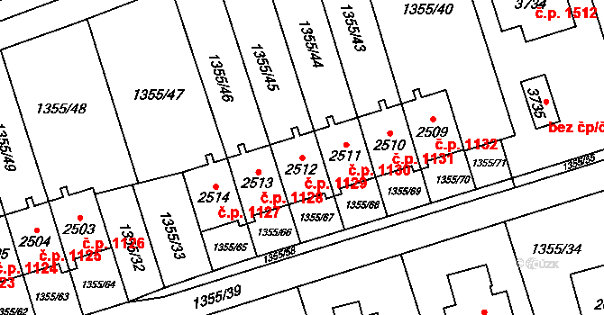 Vrchlabí 1129 na parcele st. 2512 v KÚ Vrchlabí, Katastrální mapa