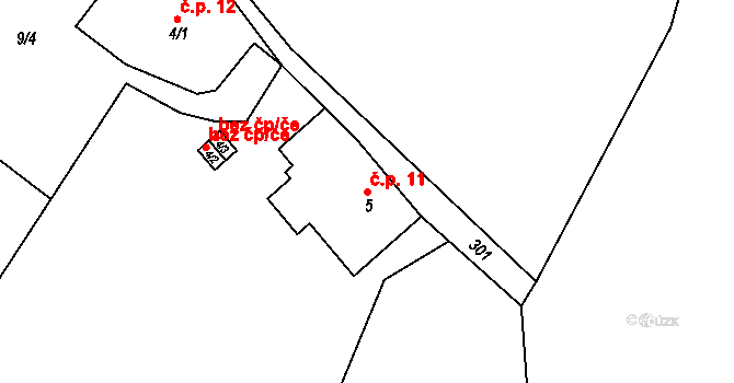 Temný Důl 11, Horní Maršov na parcele st. 5 v KÚ Temný Důl, Katastrální mapa