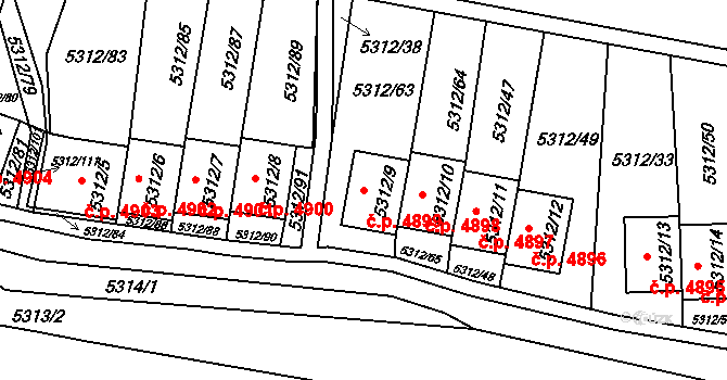 Chomutov 4899 na parcele st. 5312/9 v KÚ Chomutov I, Katastrální mapa
