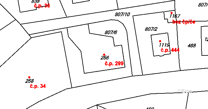 Rudník 299 na parcele st. 256 v KÚ Rudník, Katastrální mapa
