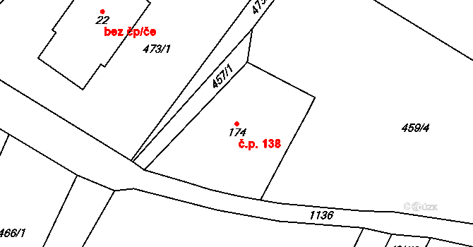 Knapovec 138, Ústí nad Orlicí na parcele st. 174 v KÚ Knapovec, Katastrální mapa