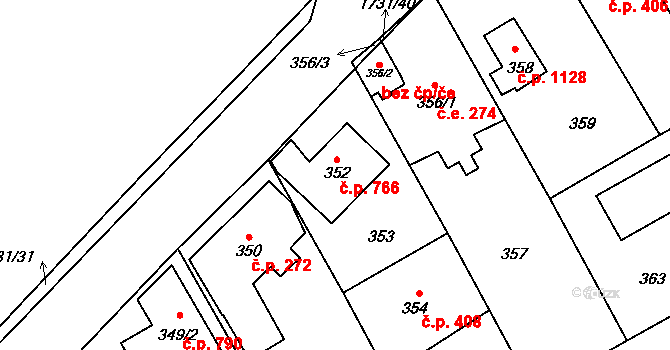 Slivenec 766, Praha na parcele st. 352 v KÚ Slivenec, Katastrální mapa