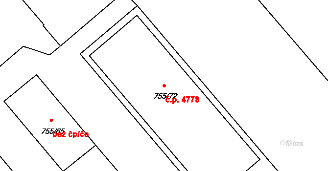Rýnovice 4778, Jablonec nad Nisou na parcele st. 755/72 v KÚ Rýnovice, Katastrální mapa