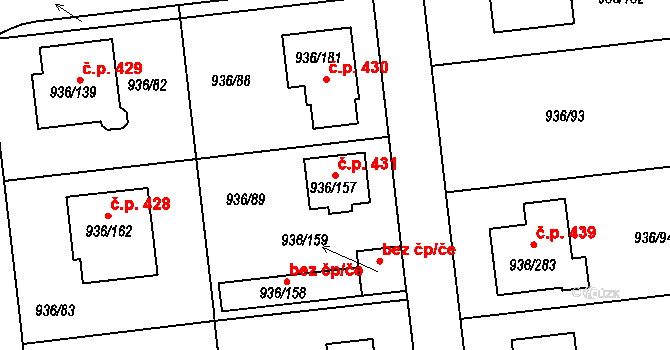 Křemže 431 na parcele st. 936/157 v KÚ Křemže, Katastrální mapa
