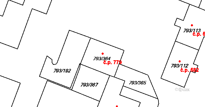 Výškovice 779, Ostrava na parcele st. 793/364 v KÚ Výškovice u Ostravy, Katastrální mapa