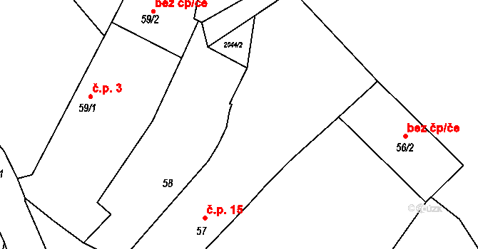 Nakvasovice 15, Čechtice na parcele st. 57 v KÚ Nakvasovice, Katastrální mapa