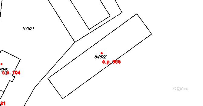 Hrušov 695, Ostrava na parcele st. 646/2 v KÚ Hrušov, Katastrální mapa