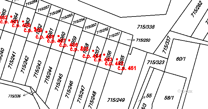 Výškovice 452, Ostrava na parcele st. 1056 v KÚ Výškovice u Ostravy, Katastrální mapa