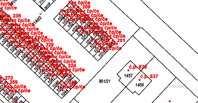 Pacov 220 na parcele st. 1014 v KÚ Pacov, Katastrální mapa