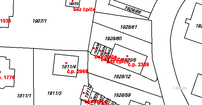 Teplice 39146278 na parcele st. 1928/34 v KÚ Teplice, Katastrální mapa