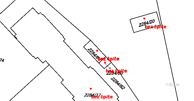 Benešov 39320278 na parcele st. 2284/61 v KÚ Benešov u Prahy, Katastrální mapa