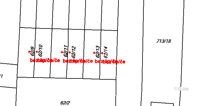 Osek 39968278 na parcele st. 62/14 v KÚ Osek u Milevska, Katastrální mapa