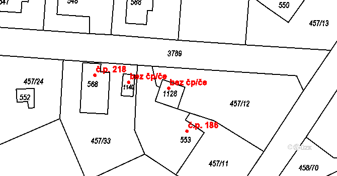 Jílové 42461278 na parcele st. 1128 v KÚ Jílové u Děčína, Katastrální mapa