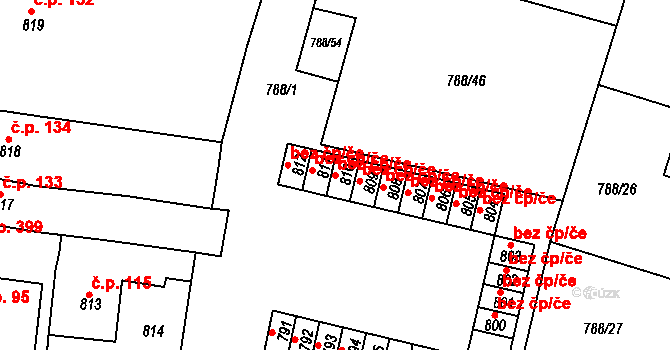 Proboštov 43155278 na parcele st. 810 v KÚ Proboštov u Teplic, Katastrální mapa