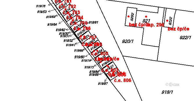 Bohumín 43954278 na parcele st. 919/24 v KÚ Pudlov, Katastrální mapa